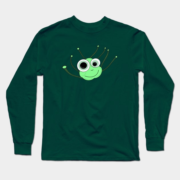 Green monster with tentacles Long Sleeve T-Shirt by Artemis Garments